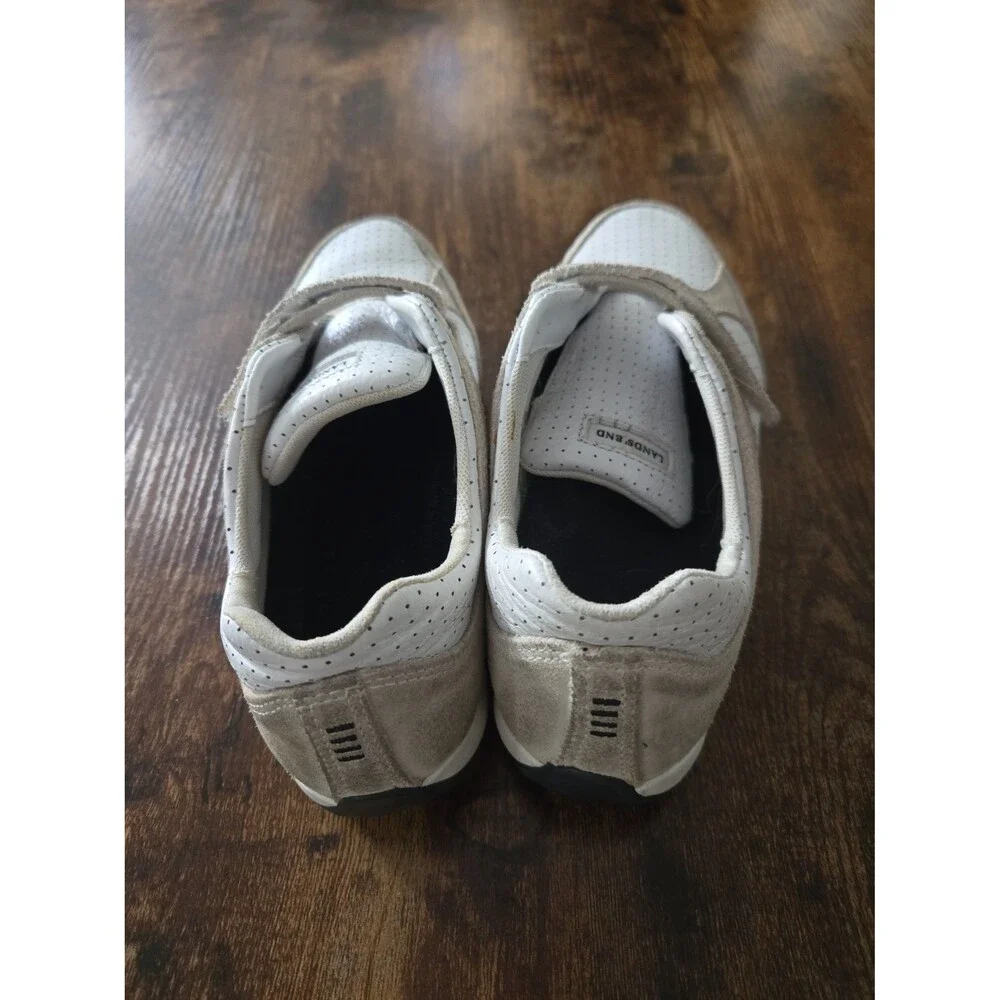 Vintage Lands End White Perforated Athletic Sneakers Shoes Women's Size 8